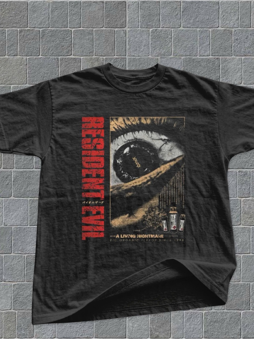 Gildan Black Resident Evil Graphic Tee, Horror Vintage Y2K Style Shirt